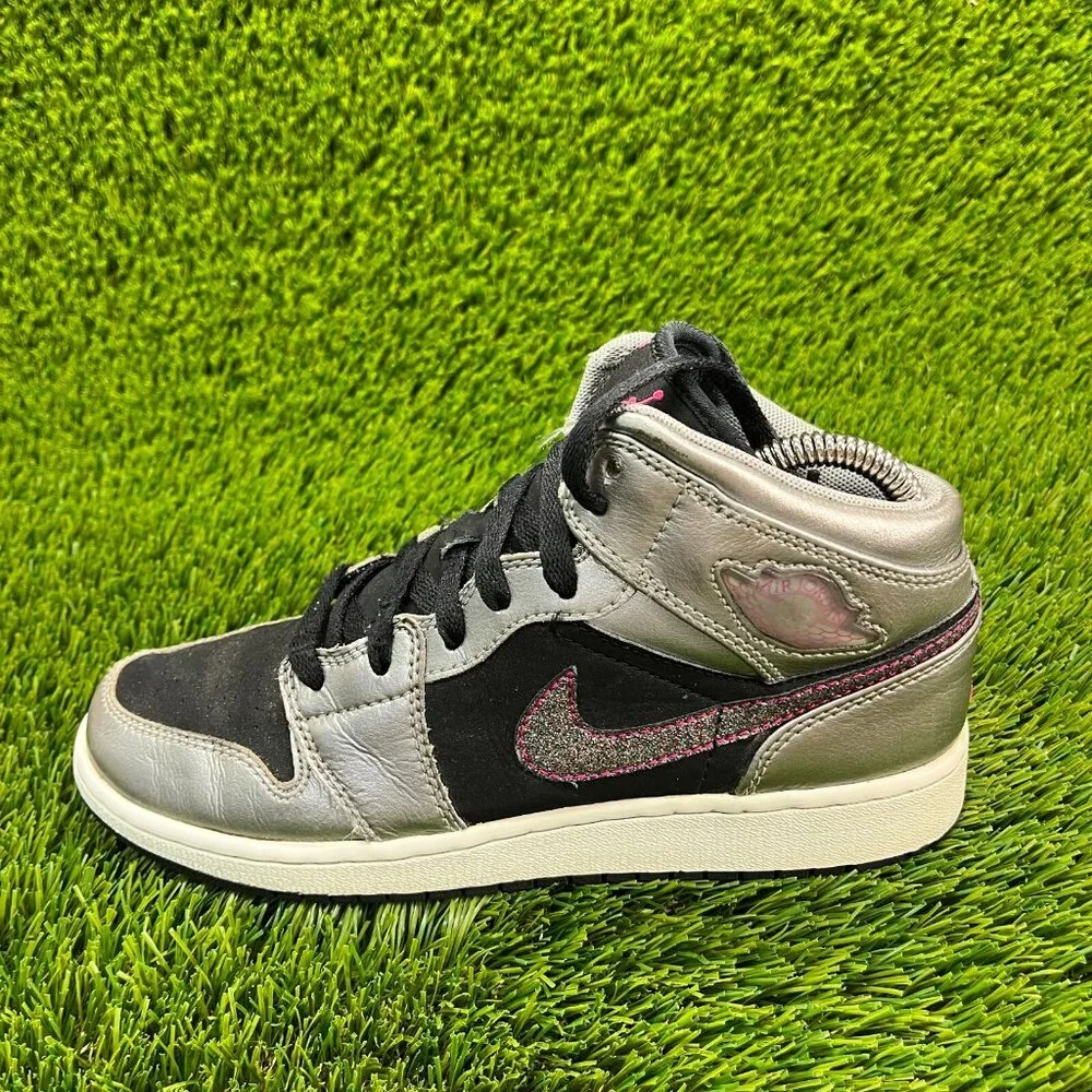 Nike Air Jordan 1 Phat Girls Size 6.5Y‎ Silver Black Pink Walking Shoes Sneakers